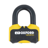 Blokada tarczy hamulcowej z alarmem OXFORD NEMESIS kolor żółty trzpień 16mm