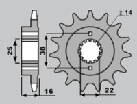 SUNSTAR ZĘBATKA PRZEDNIA 2075 14 DUCATI MONSTER 797 '17-18, SCRAMBLER 800 '17-18, SUPERSPORT 939 '17-18 (JTF736.14) (ŁAŃC. 520) (207514JT)