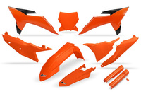 UFO KOMPLET PLASTIKÓW (FULL KIT) Z OSŁONAMI TELESKOPÓW (AMORTYZATORÓW) KTM SX 125 / 150 / 250 / 300 '25, SXF (SX-F) 250 / 350 / 450 '25 KOLOR OEM ( POMARAŃCZOWY )