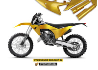 UFO KOMPLET PLASTIKÓW (FULL KIT) Z OSŁONAMI TELESKOPÓW (AMORTYZATORÓW) KTM EXC 150 / 250 / 300 TBI '24-'25, EXC-F 250 / 350 / 450 / 500 '24-'25 KOLOR ZŁOTY - WYPRZEDAŻ