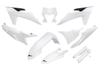 UFO KOMPLET PLASTIKÓW (FULL KIT) Z OSŁONAMI TELESKOPÓW (AMORTYZATORÓW) KTM EXC 150 / 250 / 300 TBI '24-'25, EXC-F 250 / 350 / 450 / 500 '24-'25 KOLOR BIAŁY