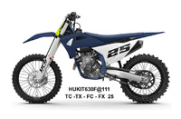 UFO 2025/04 KOMPLET PLASTIKÓW (FULL KIT) Z OSŁONAMI TELESKOPÓW (AMORTYZATORÓW) HUSQVARNA TC 125 / 150 / 250 / 300 '25, TX 300 '25-, FC 250 / 350 / 450 '25-, FX 350 / 450 '25-, KOLOR GRANATOWY / BIAŁY