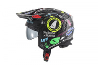 UFO Kask SHERATAN JET / TRIAL z blendą przeciwsłoneczną kolor CZARNY/MIX APLIKACJI