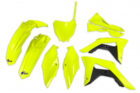 UFO Komplet plastików HONDA CRF 250R '18-'19, CRF 450R '17-'19 z osłonami filtra powietrza kolor ŻÓŁTY FLUO (HO123DFLU)