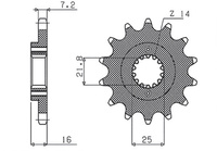 SUNSTAR ZĘBATKA PRZEDNIA 2050 14 DUCATI 796/916/944/996 (-1) (JTF740.14) (ŁAŃC. 525) (205014JT)