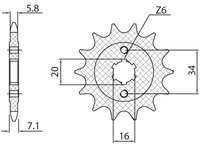 SUNSTAR ZĘBATKA PRZEDNIA 2247 14 KTM 125 DUKE '11-'21, KTM 200 DUKE '12-'20 (JTF1903.14) (ŁAŃC. 520) (224714JT)