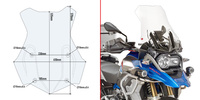 GIVI szyba przezroczysta 55 x 44,5 cm (H x W) / potrzebny KIT - BMW R1200 / 1250 GS  / ADVENTURE