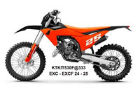 UFO 2025/04 KOMPLET PLASTIKÓW (FULL KIT) Z OSŁONAMI TELESKOPÓW (AMORTYZATORÓW) KTM EXC 150 / 250 / 300 TBI '24-'25, EXC-F 250 / 350 / 450 / 500 '24-'25 KOLOR CZARNY / POMARAŃCZOWY