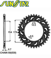 ZĘBATKA NAPĘDZANA STALOWA SUNSTAR SUNR1-5695-43