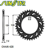 ZĘBATKA NAPĘDZANA STALOWA SUNSTAR SUNR1-2502-57