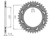 SUNSTAR ZĘBATKA TYLNA 491 42 KAWASAKI KLR 650C '95-'03, KAWASAKI KLE 500 '91-'07 (JTR487.42) (ŁAŃC. 520) (49142JT)