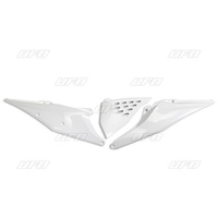 UFO BOCZKI TYLNE KTM SX/SXF(SX-F) 125/150/250/350/450 '19-'22, EXC 125 '20-'21, EXC/EXCF(EXC-F) 150/250/300/350/450/500 TPI '20-2023 Z POKRYWĄ FILTRA POWIETRZA I OTWORAMI WENTYLACYJNYMI KOLOR BIAŁY