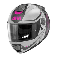GIVI KASK X.27 DIMENSION - SZCZĘKOWY Z BLENDĄ - SZARY Z GRAFIKĄ RÓŻ ROZMIAR S / 56