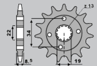 SUNSTAR ZĘBATKA PRZEDNIA 2276 15 KTM 390 DUKE '13-'18, 390 RC '14-'18 (JTF1908.15) (ŁAŃC. 520) (227615)