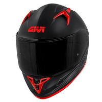 GIVI Kask 50.9 SOLID integralny z blendą; kolor - CZARNY MAT Z CZERWONYM