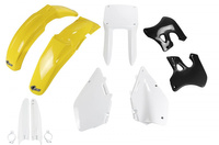 UFO KOMPLET PLASTIKÓW (FULL KIT) Z OSŁONAMI TELESKOPÓW (AMORTYZATORÓW) SUZUKI RM 125 '96-'98 KOLOR OEM (ZÓŁTY/BIAŁY/CZARNY) (SU393E999)