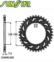 ZĘBATKA NAPĘDZANA STALOWA SUNSTAR SUNR1-4628-43