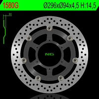 NG TARCZA HAMULCOWA PRZÓD HONDA CB 600F/S HORNET ABS 07-13, CBR 600F ABS 11-13 (296X94X4,5) (6X6,5) (ŚRODEK ALUMINIOWY) - ZASTĘPUJE NG1289