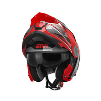 GIVI KASK X.27 TOURER - SZCZĘKOWY Z BLĘDĄ I WYPINANYM DASZKIEM - CZARNY Z CZERWONYM - ROZMIAR XL / 61