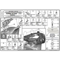 KAPPA STELAŻ KUFRA CENTRALNEGO HONDA XL 700V TRANSALP (08-13) ( Z PŁYTĄ MONOKEY ) - K225