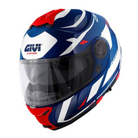GIVI KASK X.21 EVO NUMBER - SZCZĘKOWY Z BLENDĄ - NIEBIESKI Z GRAFIKĄ ROZMIAR L / 60