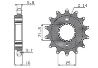 SUNSTAR ZĘBATKA PRZEDNIA 2075 15 DUCATI MONSTER 797 '17-18, SCRAMBLER 800 '17-18, SUPERSPORT 939 '17-18 (JTF736.15) (ŁAŃC. 520) (207515JT)
