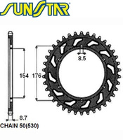 ZĘBATKA NAPĘDZANA STALOWA SUNSTAR SUNR1-5694-43