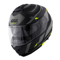 GIVI KASK X.21 EVO NUMBER - SZCZĘKOWY Z BLENDĄ - CZARNY MAT Z GRAFIKĄ ROZMIAR XL / 61