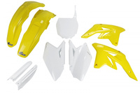 UFO KOMPLET PLASTIKÓW (FULL KIT) Z OSŁONAMI TELESKOPÓW (AMORTYZATORÓW) SUZUKI RMZ 250 '07-'09 KOLOR OEM (BIAŁY/ŻÓŁTY - Z BIAŁĄ TABLICĄ POD NUMERY STARTOWE) (SU407E999)