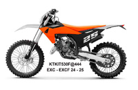 UFO 2025/04 KOMPLET PLASTIKÓW (FULL KIT) Z OSŁONAMI TELESKOPÓW (AMORTYZATORÓW) KTM EXC 150 / 250 / 300 TBI '24-'25, EXC-F 250 / 350 / 450 / 500 '24-'25 KOLOR BIAŁY / POMARAŃCZOWY / CZARNY