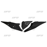UFO BOCZKI TYLNE KTM SX/SXF(SX-F) 125/150/250/350/450 '19-'22, EXC 125 '20-'21, EXC/EXCF(EXC-F) 150/250/300/350/450/500 TPI '20-2023 Z POKRYWĄ FILTRA POWIETRZA I OTWORAMI WENTYLACYJNYMI KOLOR CZARNY
