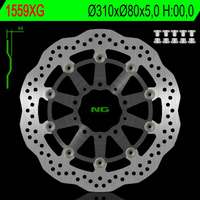 NG TARCZA HAMULCOWA PRZÓD KAWASAKI Z 1000 ABS 15-17, Z 1000 15-17, ZX6R 13-17, Z800 12-18, GTR 1400 07-18, ZZR 1400 06-18 (310X80X5MM) WAVE PŁYWAJĄCA (ŚRODEK ALUMINIOWY)