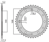 SUNSTAR ZĘBATKA TYLNA 4550 42 BMW F 800GS '08-'12 (OTWÓR POD ŚRUBĘ 8,5MM) (JTR6.42) (ŁAŃC. 525) (455042JT)