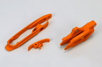 UFO KOMPLET ŚLIZG (MAŁY I DUŻY) + PROWADNICA ŁAŃCUCHA KTM SX 125/150/250, SX-F 250/350/450 '11-15, SX 250 '16, KOLOR POMARAŃCZOWY
