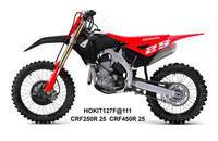 UFO 2025/04 KOMPLET PLASTIKÓW (FULL KIT) Z OSŁONAMI TELESKOPÓW (AMORTYZATORÓW) HONDA CRF 250 R / 450 R '25-, KOLOR CZERWONY / CZARNY