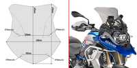 GIVI SZYBA DYMIONA 43,5 x 43 cm (H x W) / POTRZEBNY KIT - BMW R1200 / 1250 GS / ADVENTURE