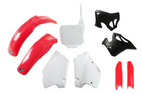 UFO KOMPLET PLASTIKÓW (FULL KIT) Z OSŁONAMI TELESKOPÓW (AMORTYZATORÓW) HONDA CR 125 '95-'97, CR 250 '95-'96 KOLOR OEM (CZERWONY/BIAŁY/CZARNY) (HO095E999)
