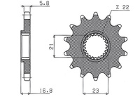 SUNSTAR ZĘBATKA PRZEDNIA 443 16 YAMAHA XJ 600 DIVERSION '92-'03 (JTF582.16) (ŁAŃC. 520) (44316JT)