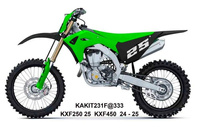UFO 2025/04 KOMPLET PLASTIKÓW (FULL KIT) Z OSŁONAMI TELESKOPÓW (AMORTYZATORÓW) KAWASAKI KXF 250 '25-, KXF 450 '24-'25 KOLOR ZIELONY / CZARNY
