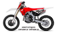 UFO 2025/04 KOMPLET PLASTIKÓW (FULL KIT) Z OSŁONAMI TELESKOPÓW (AMORTYZATORÓW) HONDA CRF 250 R / 450 R '25-, KOLOR BIAŁY / CZERWONY / CZARNY