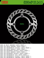 NG TARCZA HAMULCOWA PRZÓD BETA 50/350/400/450/498/500 RR ENDURO (260X120,2X3,5) (4X8,5MM) WAVE 4 OTWORY