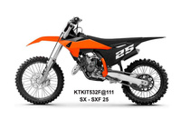 UFO 2025/04 KOMPLET PLASTIKÓW (FULL KIT) Z OSŁONAMI TELESKOPÓW (AMORTYZATORÓW) KTM SX 125 / 150 / 250 / 300 '25, SXF (SX-F) 250 / 350 / 450 '25-, KOLOR POMARAŃCZOWY / CZARNY / BIAŁY