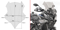 GIVI szyba dymiona 55 x 46,5 cm (H x W) - YAMAHA Tracer 900 / Tracer 900 GT (18 >20) - D2139S