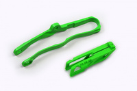UFO KOMPLET ŚLIZG + PROWADNICA ŁAŃCUCHA KAWASAKI KXF 250 '21-'25, KXF 450 '19-'25 KOLOR ZIELONY