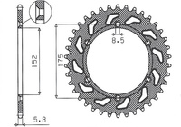 SUNSTAR ZĘBATKA TYLNA 856 43 YAMAHA TT600R '98-'03, TT600S '93-'95, YFZ 350 BANSHEE`89-06 (JTR853.43)* (ŁAŃC. 520) (85643JT)