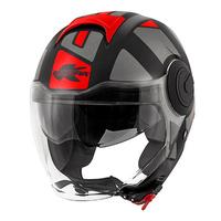 KAPPA KASK KV37 EVO STYLE OTWARTY JET Z BLENDĄ KOLOR CZARNY MAT/SZARY/CZERWONY ROZM. L/60 ( HOMOLOGACJA ECE 22R06 ) - HKKV37RSYBR60