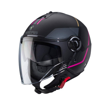 CABERG KASK OTWARTY JET Z BLENDĄ MODEL RIVIERA V4X KOLOR CZARNY MAT/FUKSJA/SZARY- Kolekcja 2024