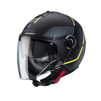 CABERG KASK OTWARTY JET Z BLENDĄ MODEL RIVIERA V4X KOLOR CZARNY MAT/ŻÓŁTY FLUO/SZARY - Nowe Modele 2024