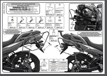 GIVI stelaż sakw bocznych 3D600 - YAMAHA FZ6 S2 / FZ6 600 FAZER S2 (07 > 11) - TE351