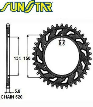 ZĘBATKA NAPĘDZANA ALUMINIOWA SUNSTAR SUNR5-3619-53